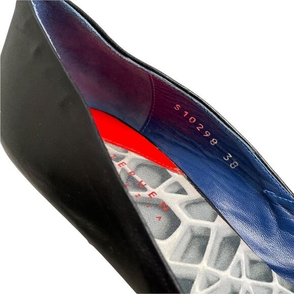 STEPHEN VENEZIA Black Leather Pointy Toe Pumps Heels Shoes Handmade In Italy 38 - Picture 12 of 12